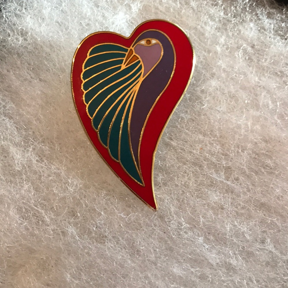 Vintage Laurel Burch brooch.  signed-“Love Heart”